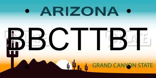 BBCTTBT Arizona License Plate