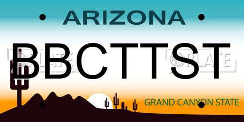BBCTTST Arizona License Plate