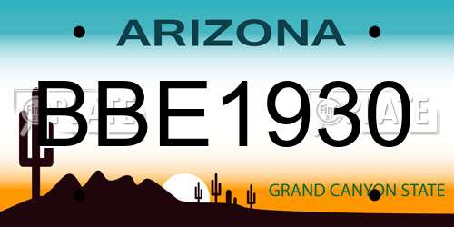BBE1930 Arizona License Plate