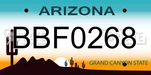 BBF0268 Arizona License Plate