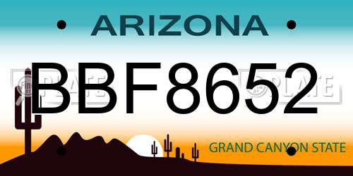 BBF8652 Arizona License Plate