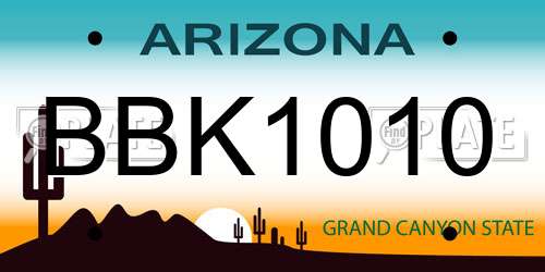 BBK1010 Arizona License Plate