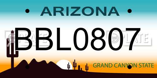 BBL0807 Arizona License Plate