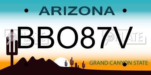 BBO87V Arizona License Plate