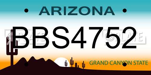 BBS4752 Arizona License Plate