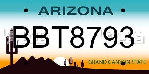 BBT8793 Arizona License Plate