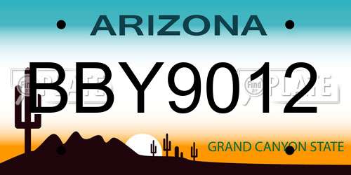 BBY9012 Arizona License Plate