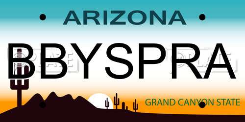 BBYSPRA Arizona License Plate