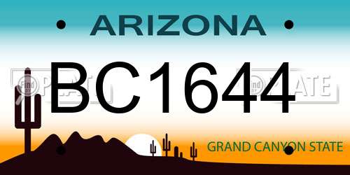 BC1644 Arizona License Plate