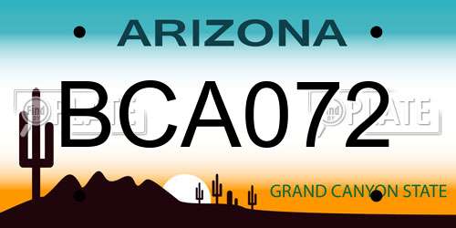 BCA072 Arizona License Plate