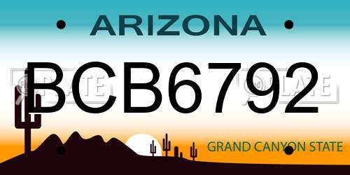 BCB6792 Arizona License Plate