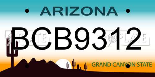 BCB9312 Arizona License Plate