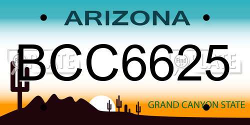 BCC6625 Arizona License Plate