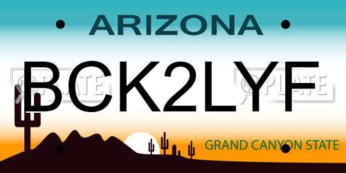 BCK2LYF Arizona License Plate