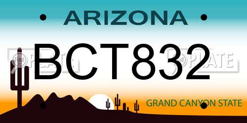 BCT832 Arizona License Plate
