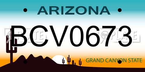 BCV0673 Arizona License Plate