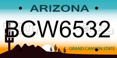 BCW6532 Arizona License Plate