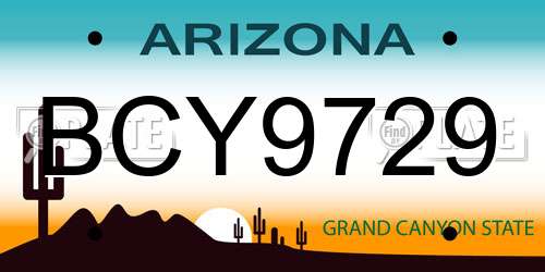 BCY9729 Arizona License Plate