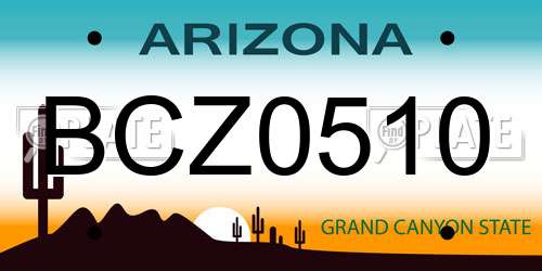 BCZ0510 Arizona License Plate
