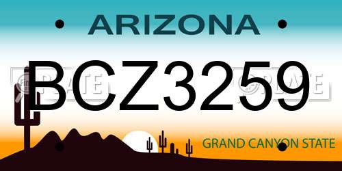 BCZ3259 Arizona License Plate