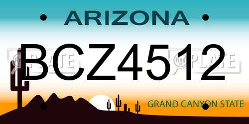BCZ4512 Arizona License Plate