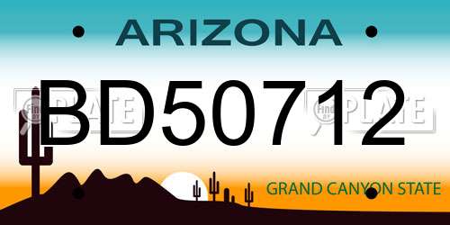 BD50712 Arizona License Plate