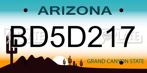 BD5D217 Arizona License Plate
