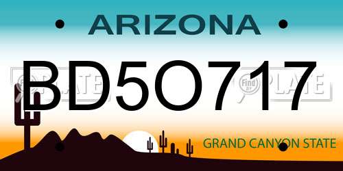 BD5O717 Arizona License Plate