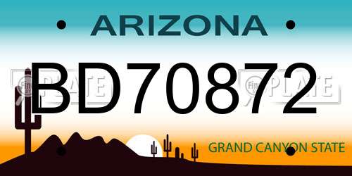 BD70872 Arizona License Plate