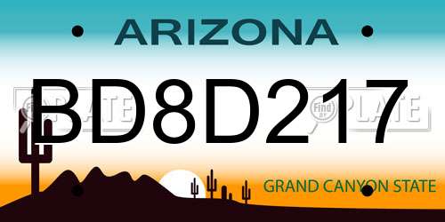 BD8D217 Arizona License Plate