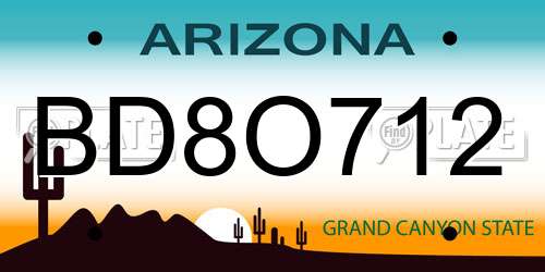 BD8O712 Arizona License Plate