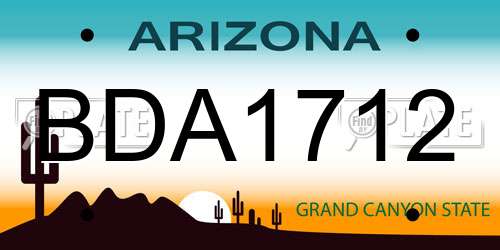 BDA1712 Arizona License Plate