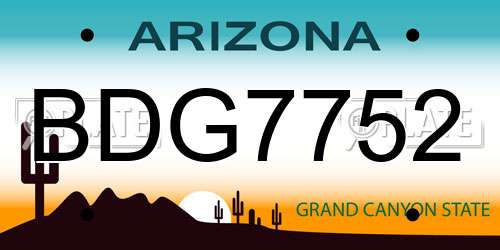 BDG7752 Arizona License Plate