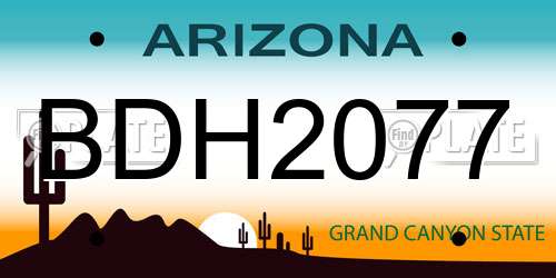 BDH2077 Arizona License Plate