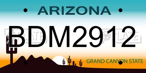 BDM2912 Arizona License Plate