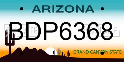 BDP6368 Arizona License Plate