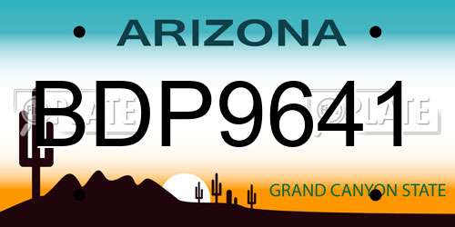 BDP9641 Arizona License Plate