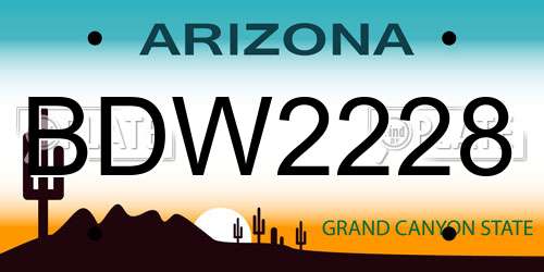 BDW2228 Arizona License Plate