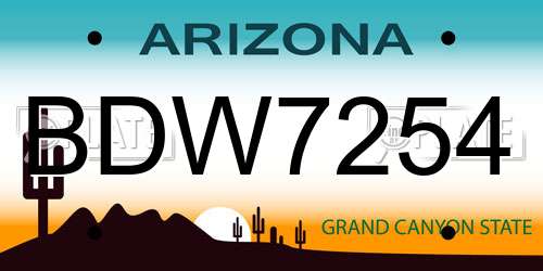 BDW7254 Arizona License Plate