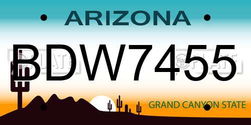 BDW7455 Arizona License Plate