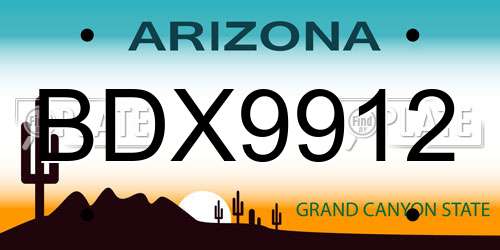 BDX9912 Arizona License Plate