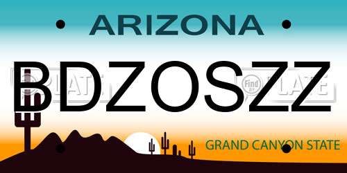 BDZOSZZ Arizona License Plate