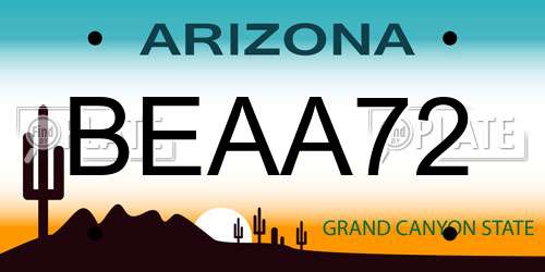 BEAA72 Arizona License Plate