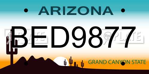BED9877 Arizona License Plate