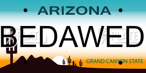 BEDAWED Arizona License Plate