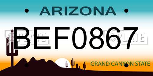 BEF0867 Arizona License Plate
