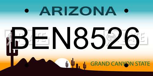 BEN8526 Arizona License Plate