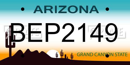 BEP2149 Arizona License Plate