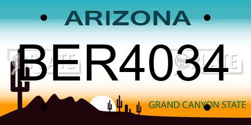BER4034 Arizona License Plate