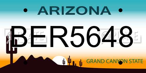 BER5648 Arizona License Plate